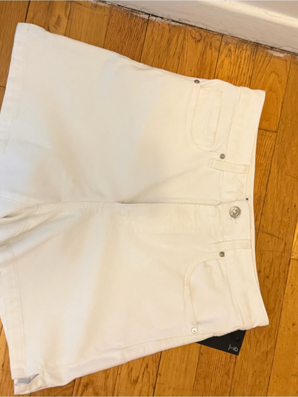 PAIGE White High-Rise Denim Shorts
